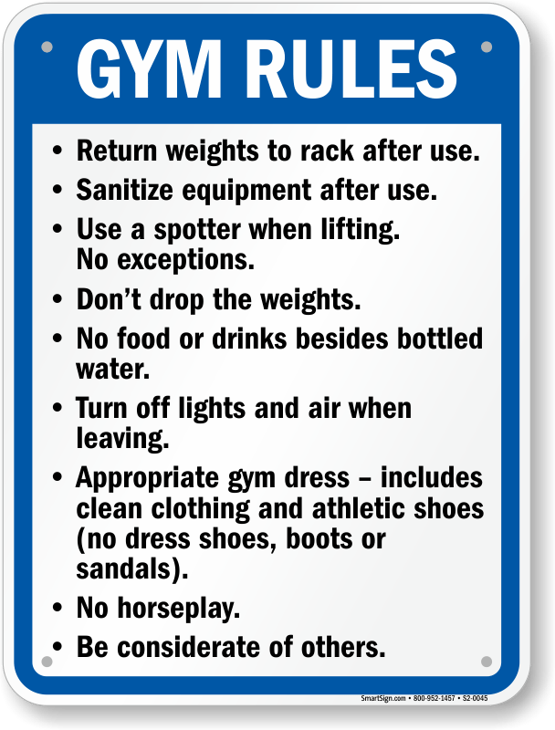 Rules and regulations for gym Rules and regulations for gym
